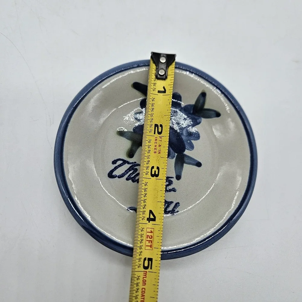VTG Louisville Stoneware Pottery Bachelor Button Cornflower Coaster Trinket Dish